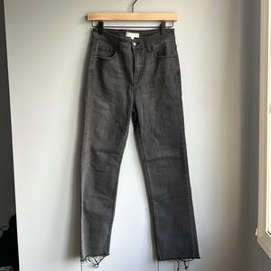 Francesca’s Collections Black/Grey Wash Straight Leg Denim